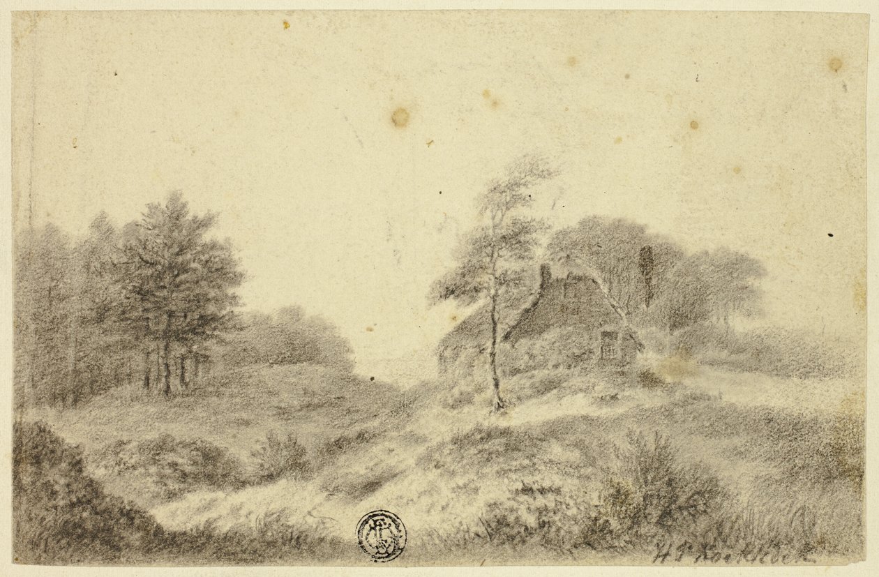 Hütte auf dem Hügel von Hendrik Pieter Koekkoek