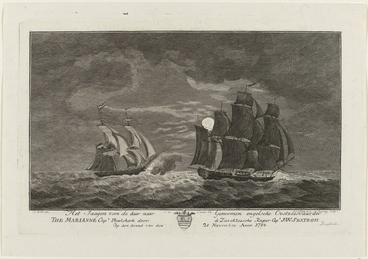 Sextroh jagt auf die Marianne, 1782 von Hendrik Roosing