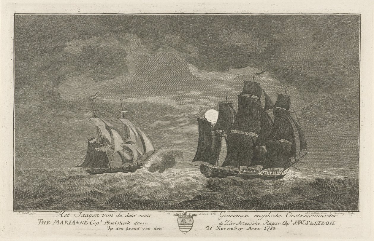 Sextroh jagt auf die Marianne, 1782 von Hendrik Roosing