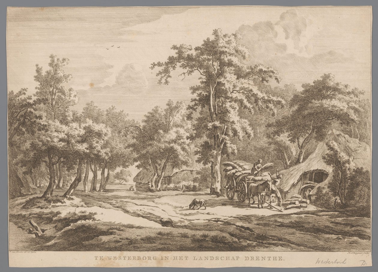 Landschaft mit Heuwagen bei Westerbork von Hendrik Schwegman