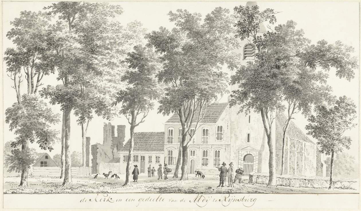 Kirche und Teil der Ruine der Abtei in Rijnsburg von Hendrik Tavenier