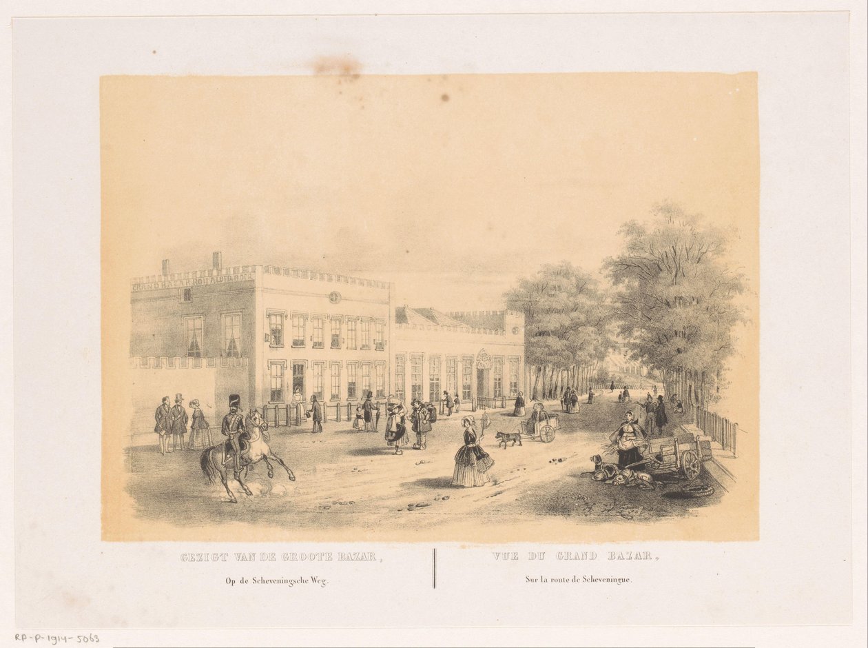 Ansicht der Großen Königlichen Bazar in Den Haag von Hendrik Wilhelmus Last