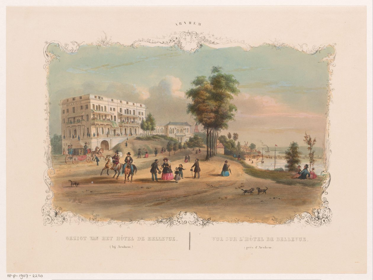 Ansicht des Hotels Bellevue bei Arnheim von Hendrik Wilhelmus Last