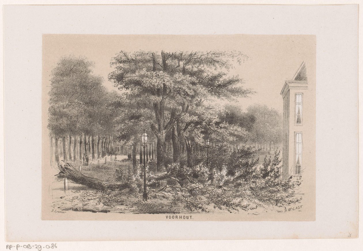 Umgestürzter Baum bei Voorhout nach dem Sturm vom 28. Mai 1860 von Hendrik Wilhelmus Last