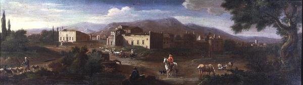 Ein Kloster in der römischen Campagna von Hendrik van (studio of) Lint