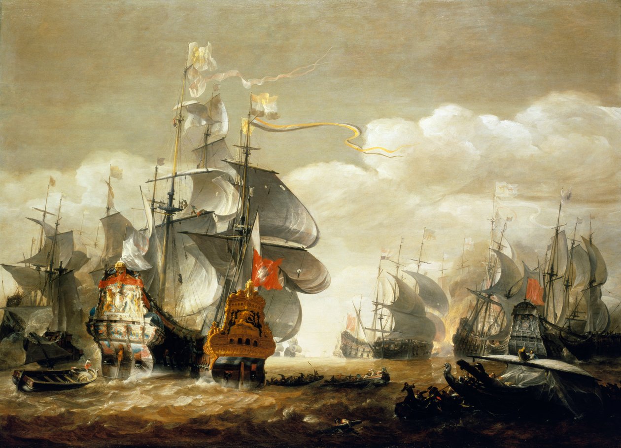 Die Schlacht von Lowestoft, 3. Juni 1665, zeigt HMS 