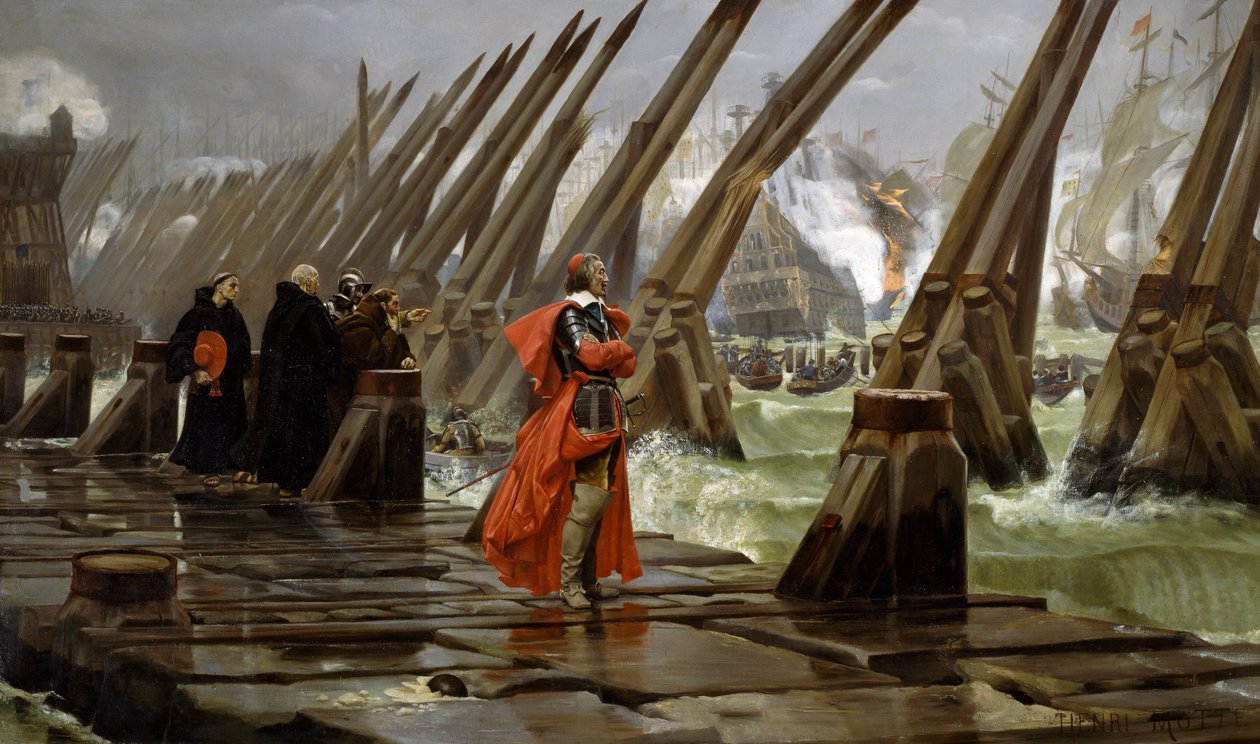 Richelieu (1585-1642) auf der Seemauer von La Rochelle von Henri Paul Motte