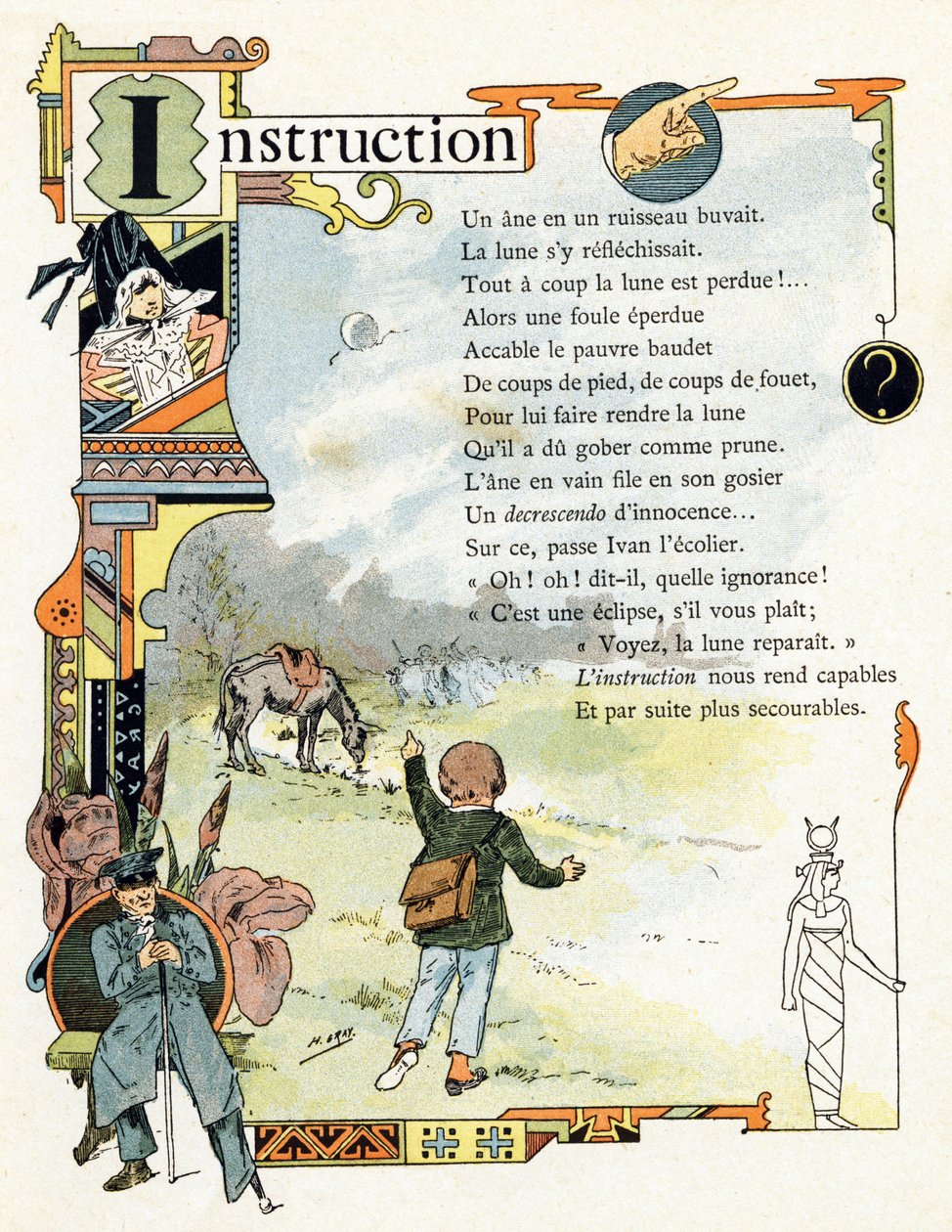 Illustration für "Alphabet der guten Beispiele", ca. 1890 von Henri (1858 1924) Gray