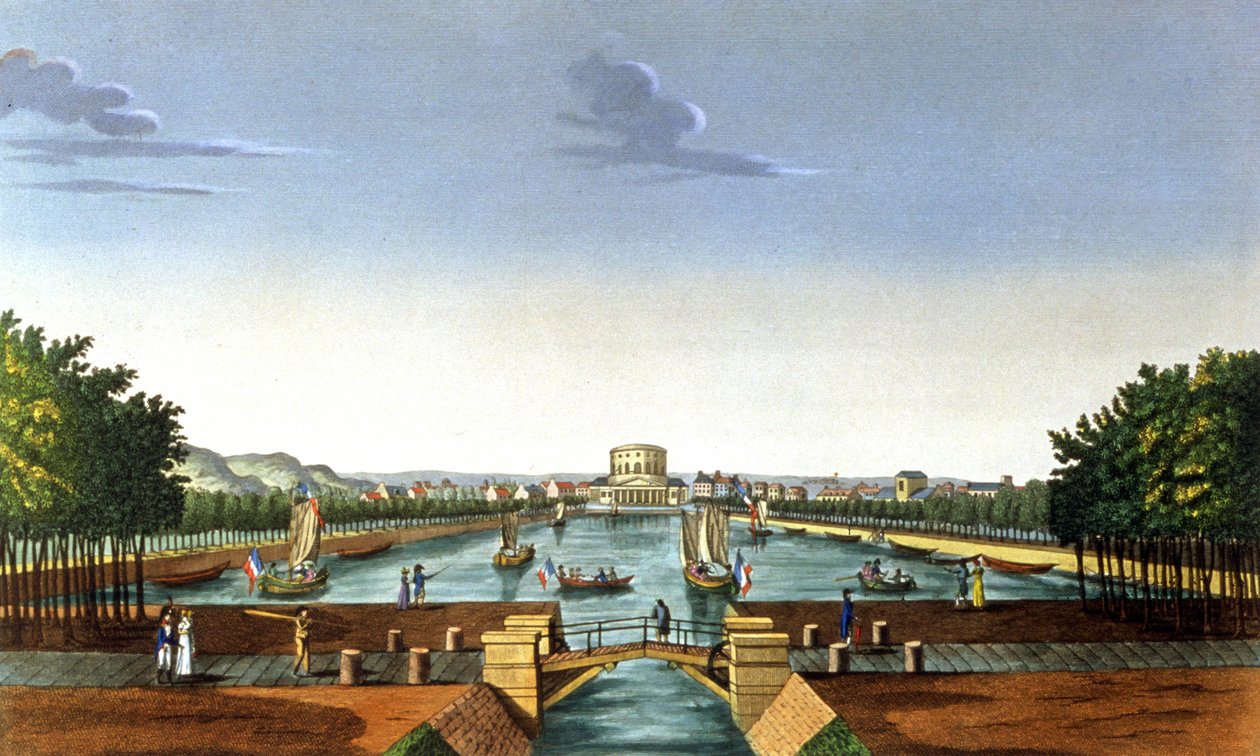 Paris, das Becken von La Villette von Henri (after) Courvoisier Voisin