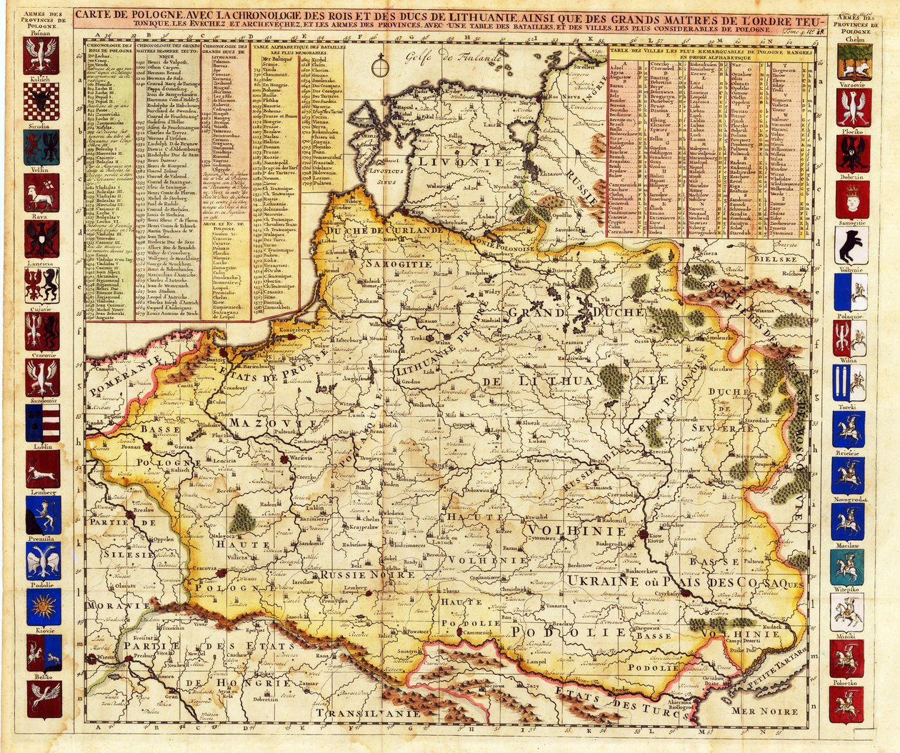 Karte von Polen, einschließlich Teilen von Livland und dem Großherzogtum Moskau von Henri Abraham Chatelain