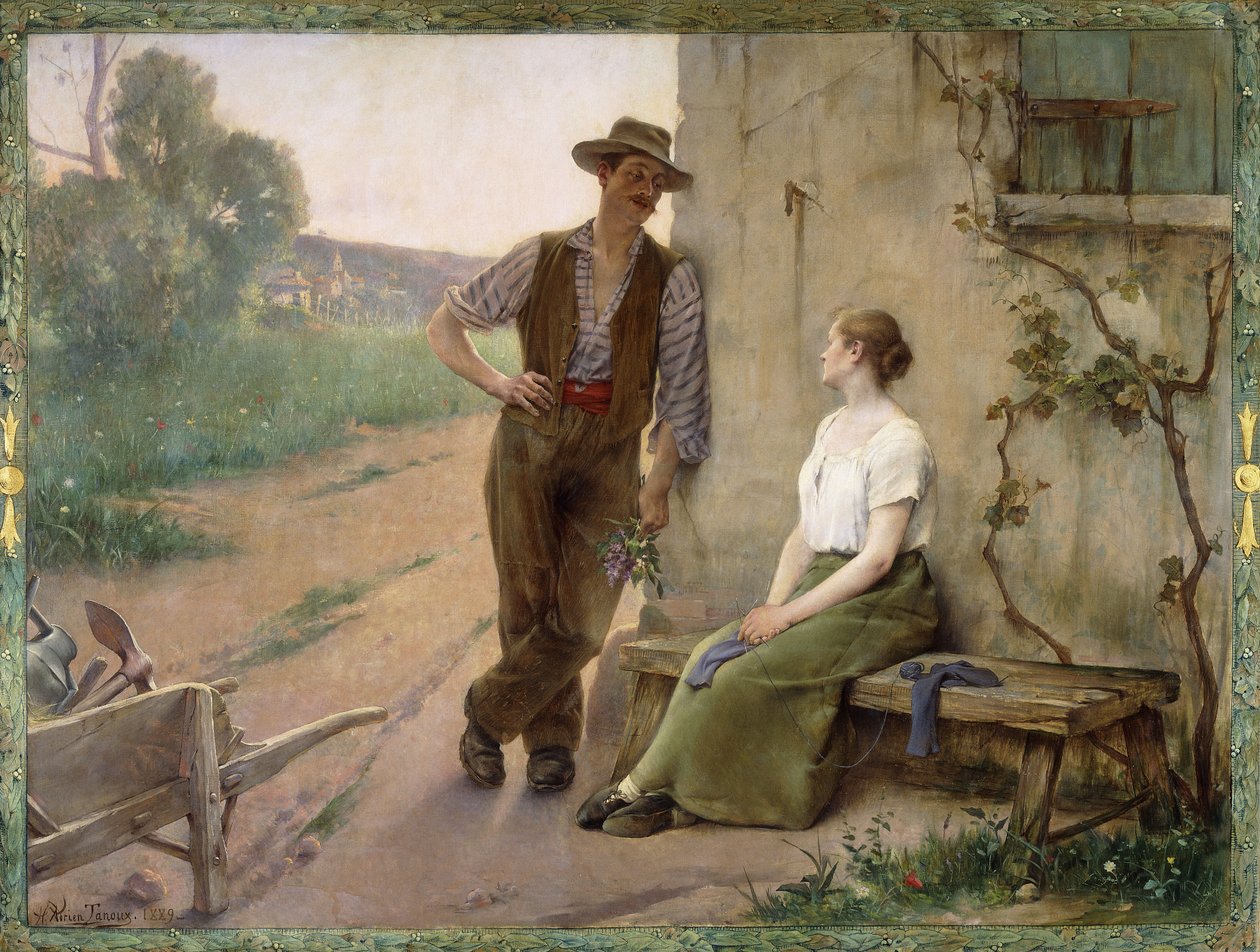 Bauernpaar auf einem Bauernhof von Henri Adrien Tanoux