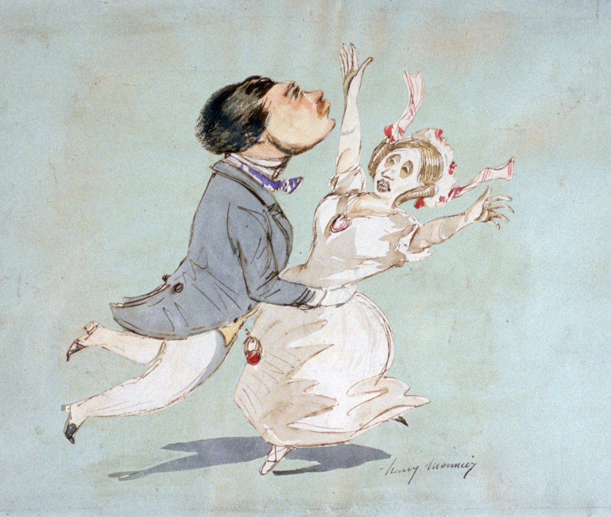 Das Paar. Aquarell von Henri Monnier (1805-1877) französischer Karikaturist von Henri Bonaventure Monnier