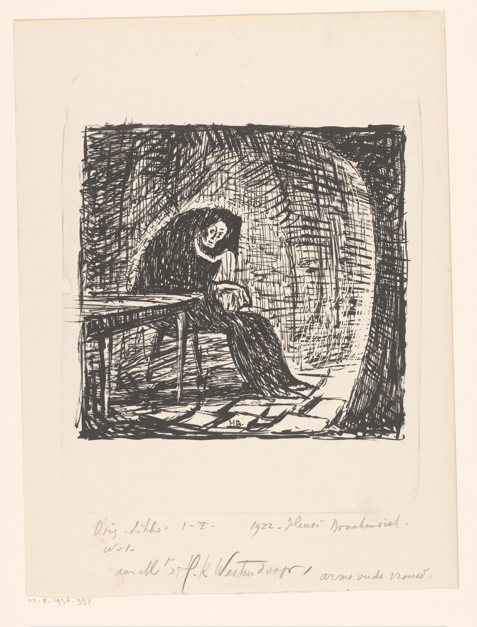 Arme alte Frau von Henri Braakensiek (signed by artist)