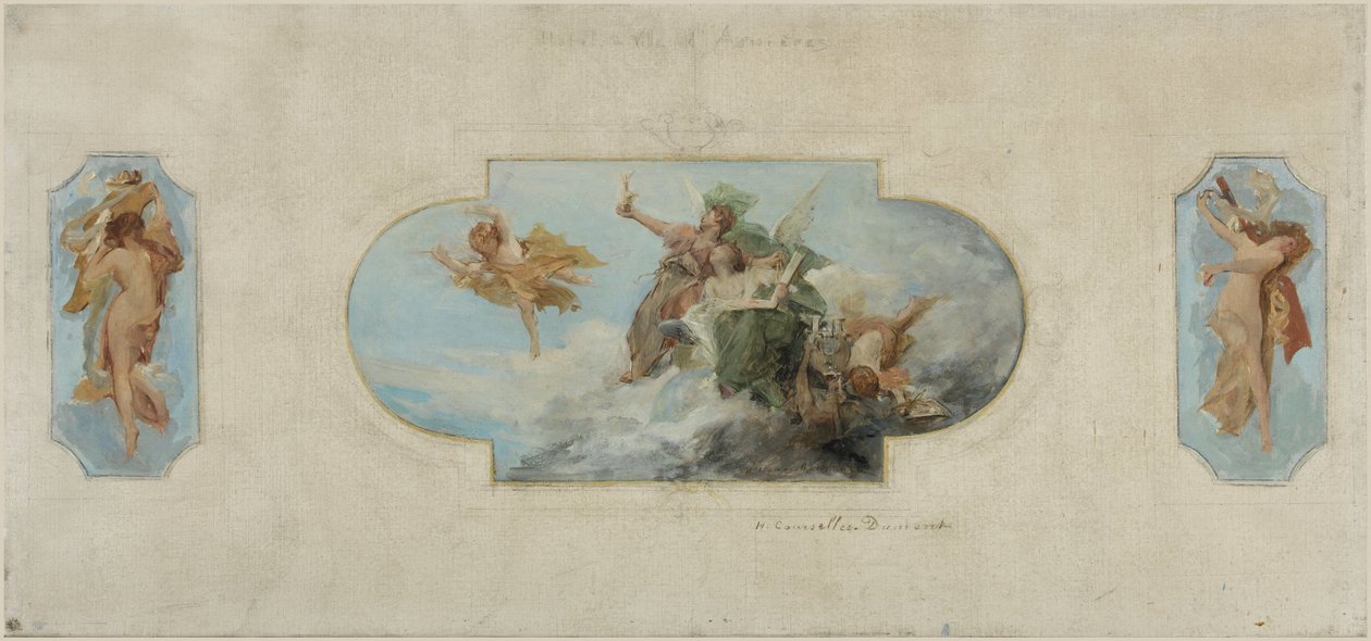 Skizze für das Rathaus von Asnières: Allegorie der Künste (Decke des Festsaals) von Henri Courselles Dumont