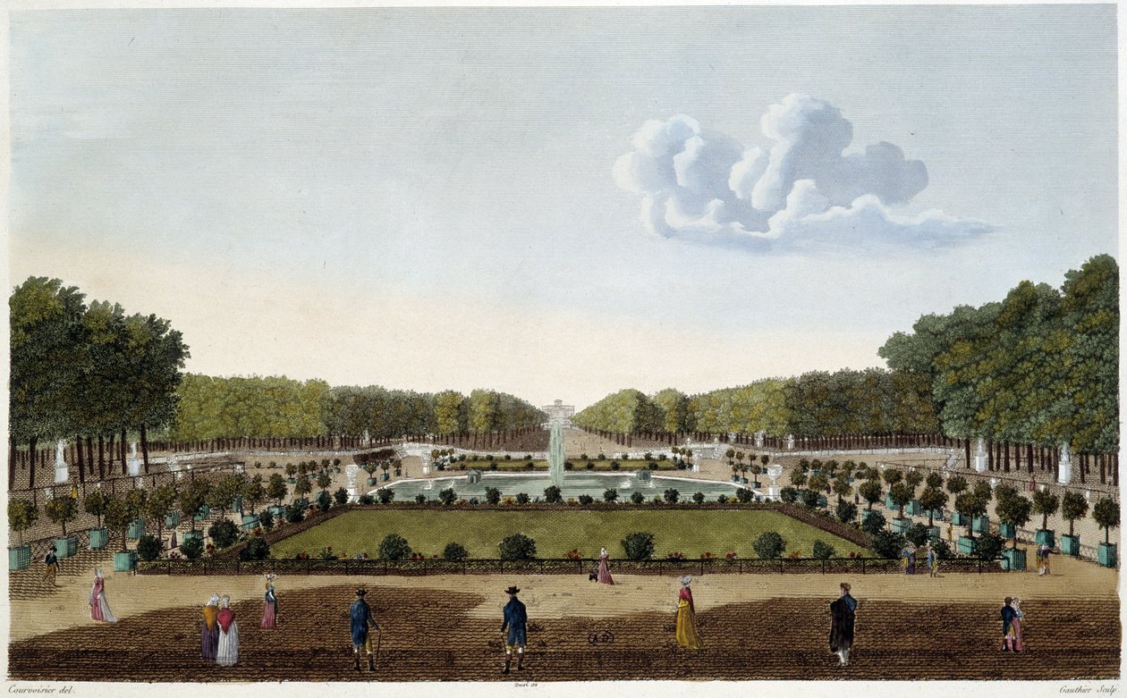 Le Jardin du Luxembourg von der Terrasse des Palais gesehen. Gravur von Courvoisier von Henri Courvoisier Voisin