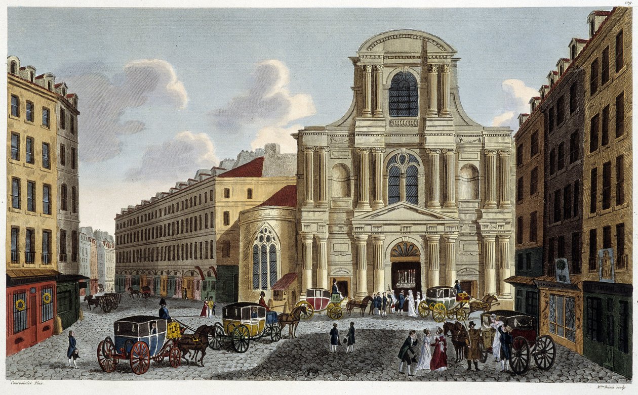 Kirche Saint-Gervais, um 1820 - in „Vues de Paris“ von Courvoisier von Henri Courvoisier Voisin