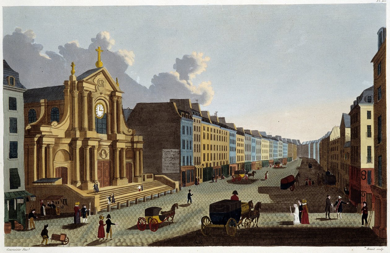 Kirche Saint-Roch, um 1820 - in „Vues de Paris“ von Courvoisier von Henri Courvoisier Voisin