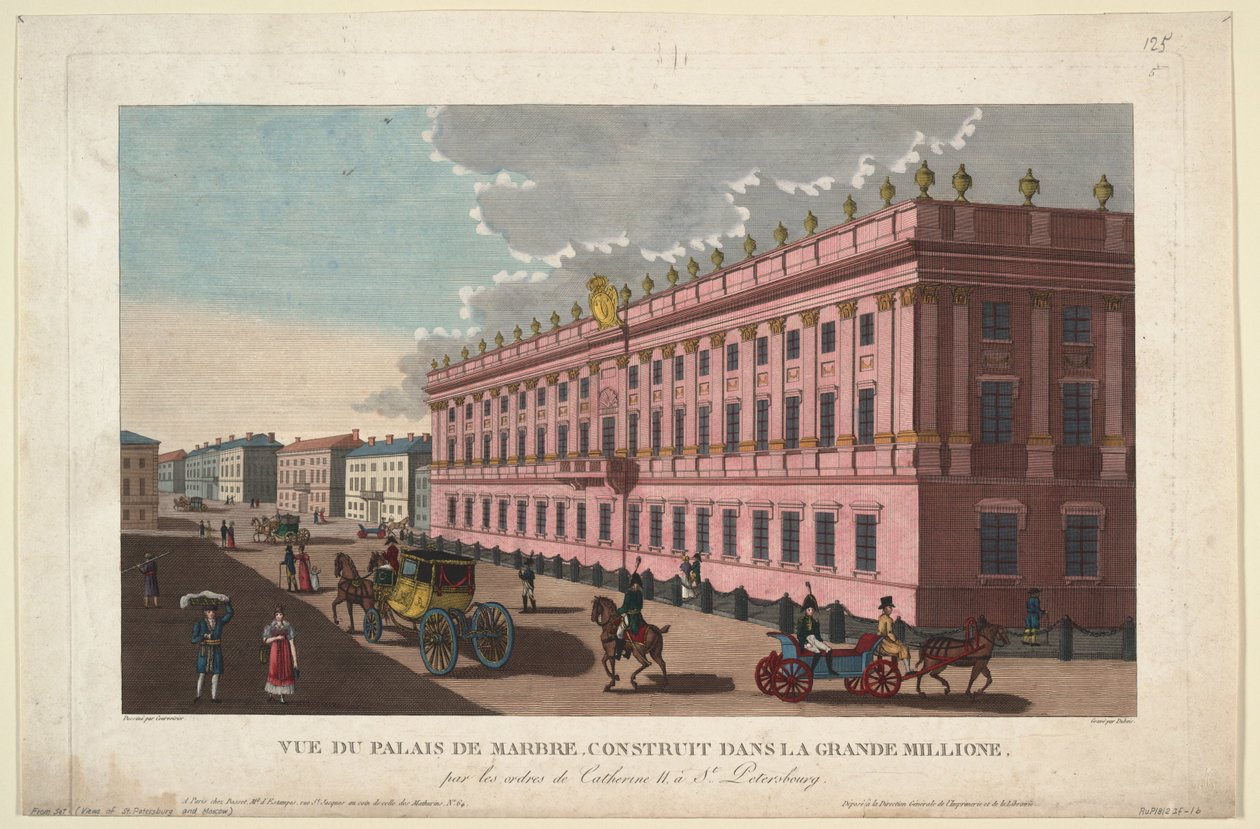 Der Marmorpalast in Sankt Petersburg, ca. 1811 von Henri Courvoisier Voisin
