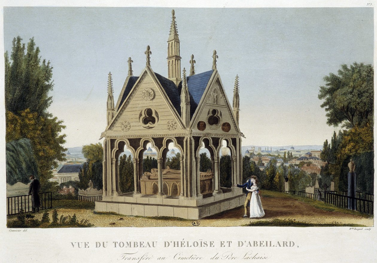Grab von Héloïse und Abélard auf dem Père Lachaise, ca. 1820 - in „Vues de Paris“ von Courvoisier von Henri Courvoisier Voisin