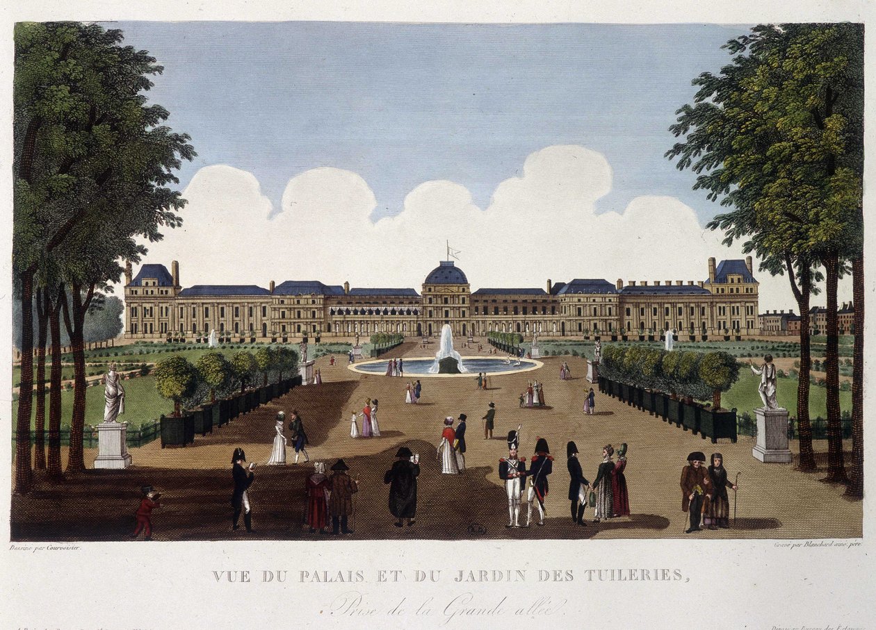 Ansicht des Palastes und des Gartens der Tuilerien - in „Vues de Paris“ von Courvoisier von Henri Courvoisier Voisin