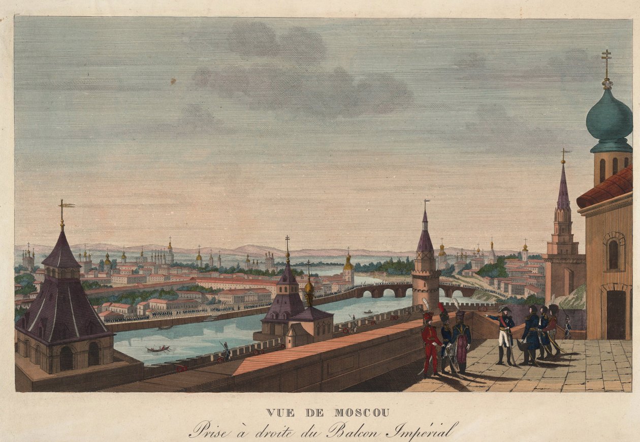 Blick auf Moskau vom Balkon des Kaiserpalastes, Russland. Gravur von Henri Courvoisier-Voisin (1757-1830) - 1812 von Henri Courvoisier Voisin