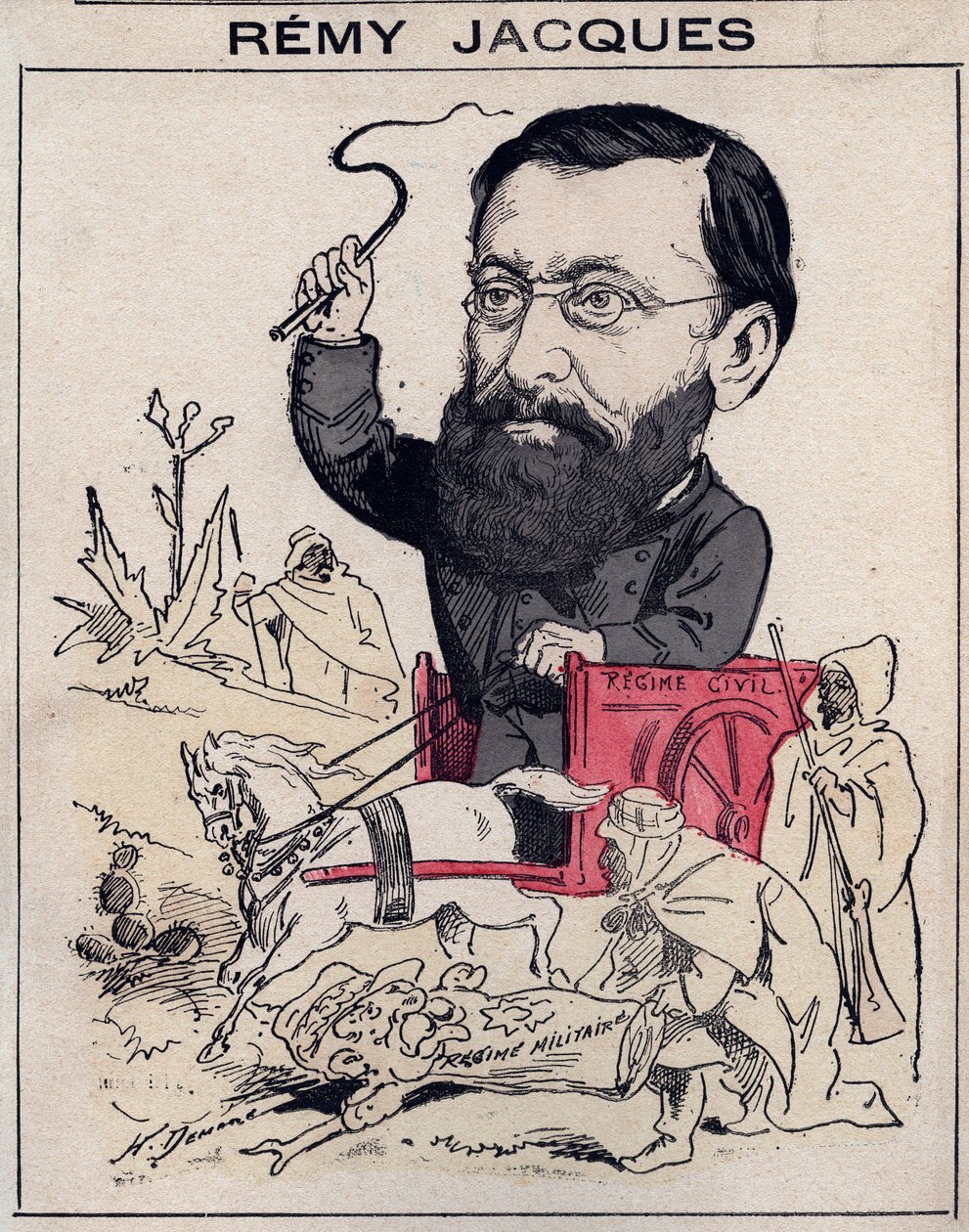 Remy Jacques, ehemaliger Senator von Algerien (Oran) - Karikatur von Henri Demare in „Les Hommes d