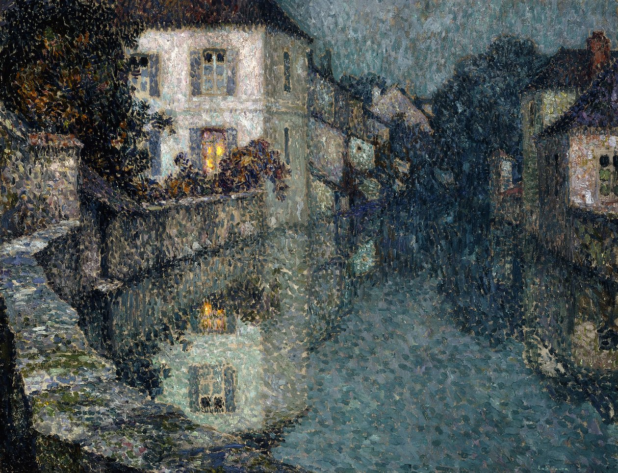 Häuser am Kanal, Nemours von Henri Eugene Augustin Le Sidaner