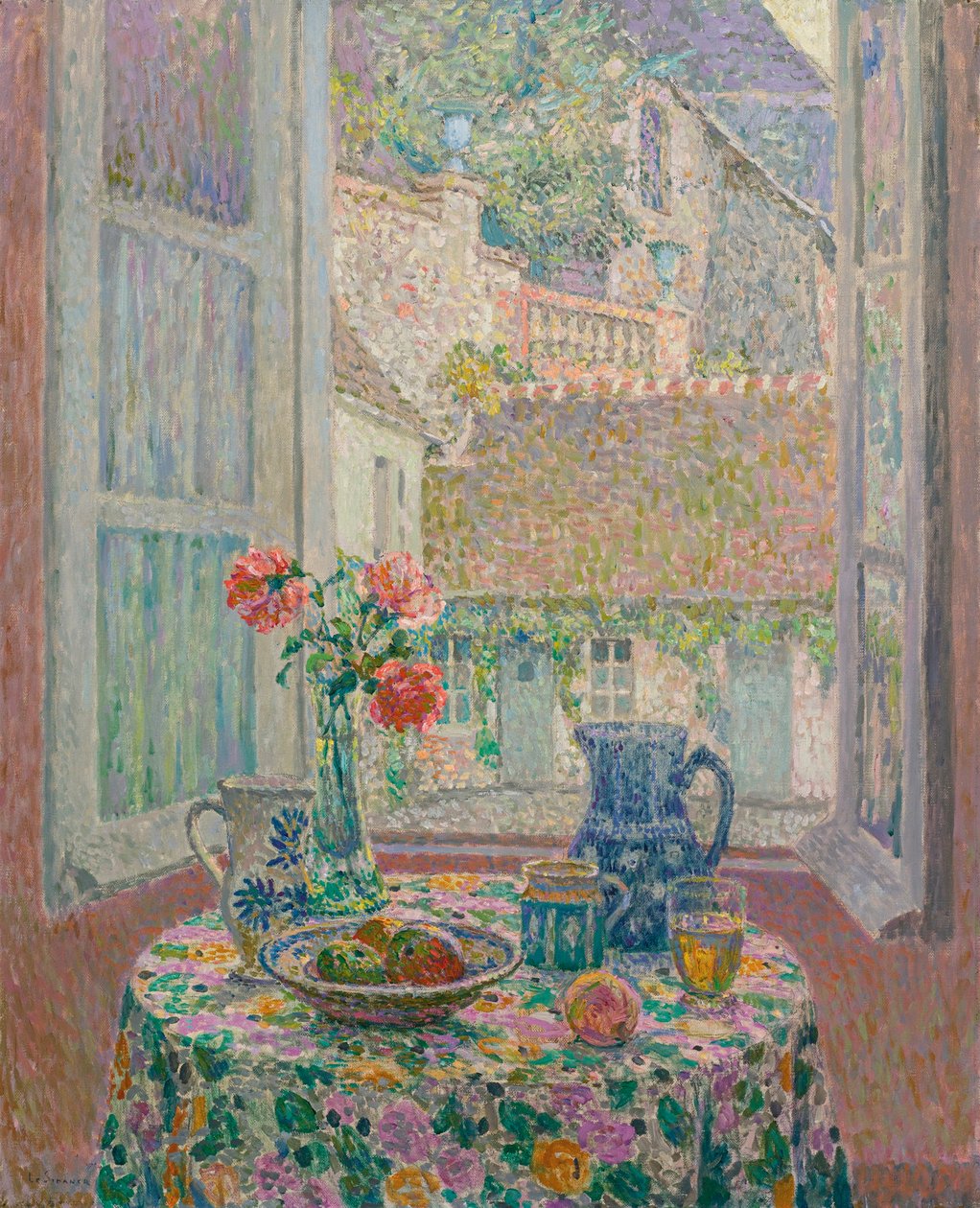 Tisch mit Blick auf den Hof von Henri Eugene Augustin Le Sidaner