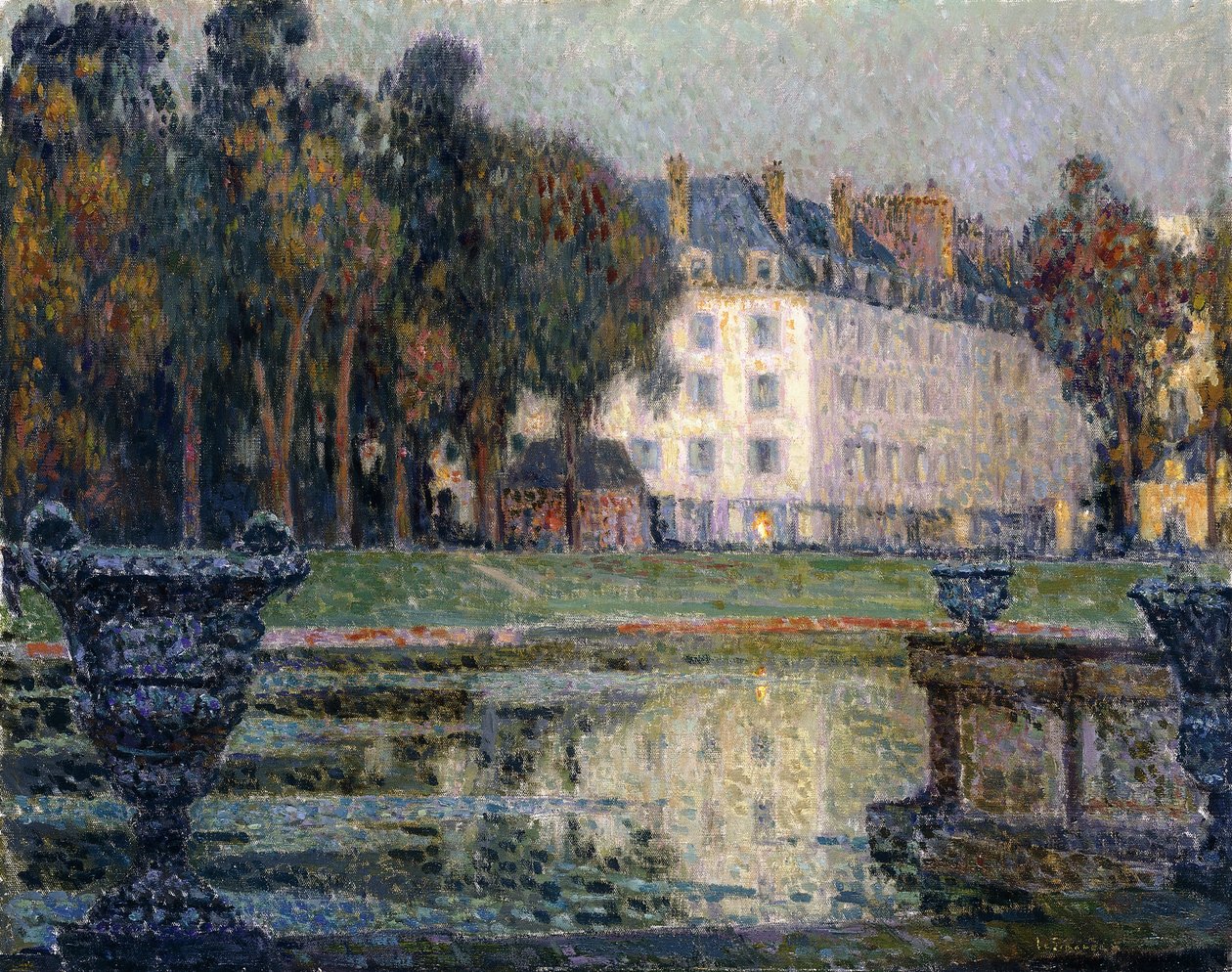 Der Neptunbrunnen in der Dämmerung von Henri Eugene Augustin Le Sidaner