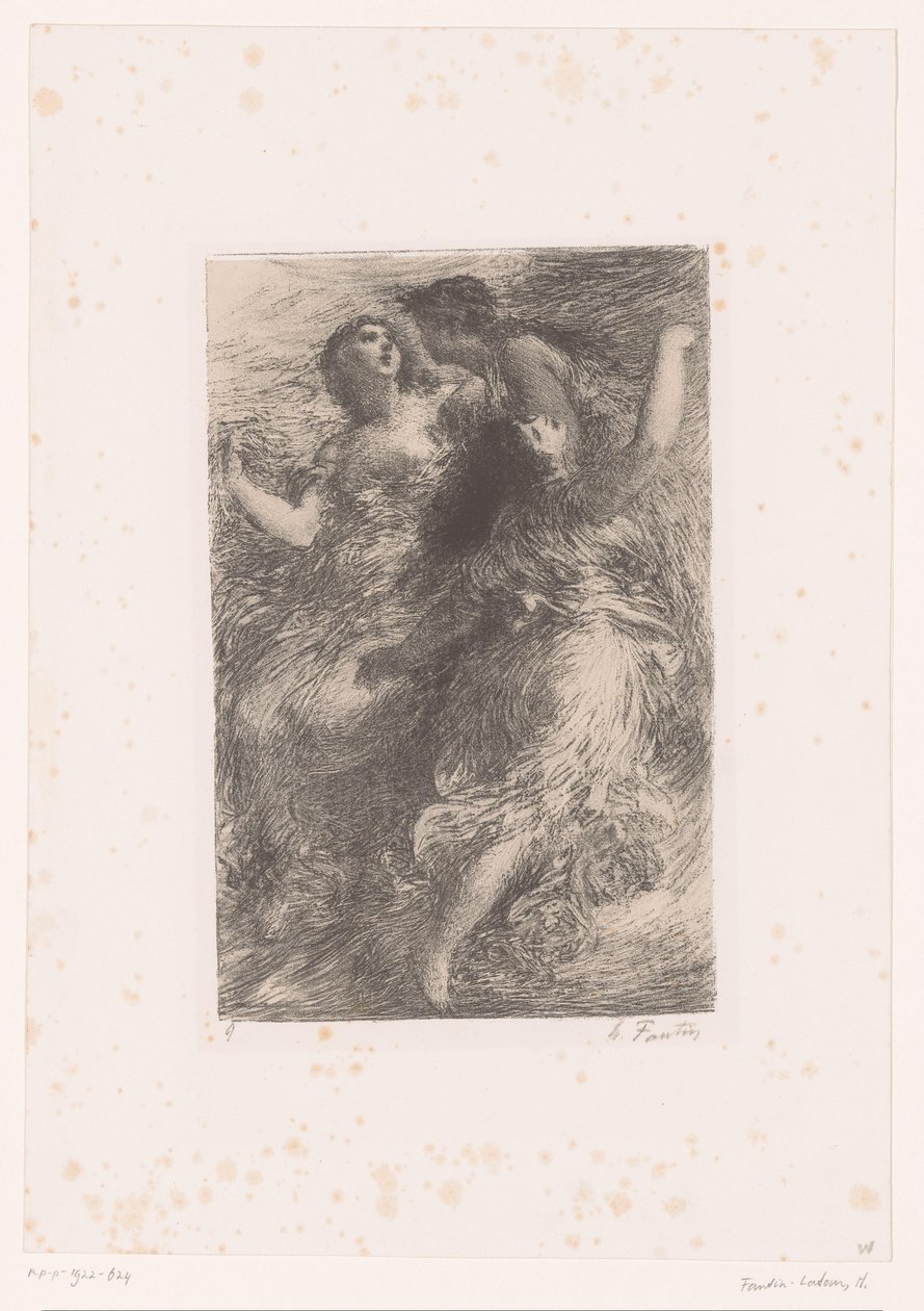 Drei Rheintöchter spielen auf dem Grund des Rheins (L’Or du Rhin. Scène I. Les Filles du Rhin, Leben und Werke von Richard Wagner) von Ignace Henri Jean Fantin Latour