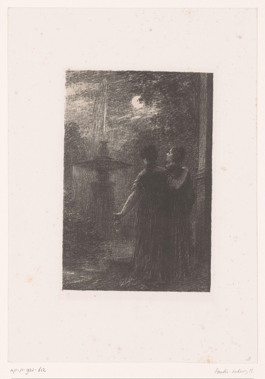 Héro und Ursule bei einem Brunnen im Mondlicht von Ignace Henri Jean Fantin Latour