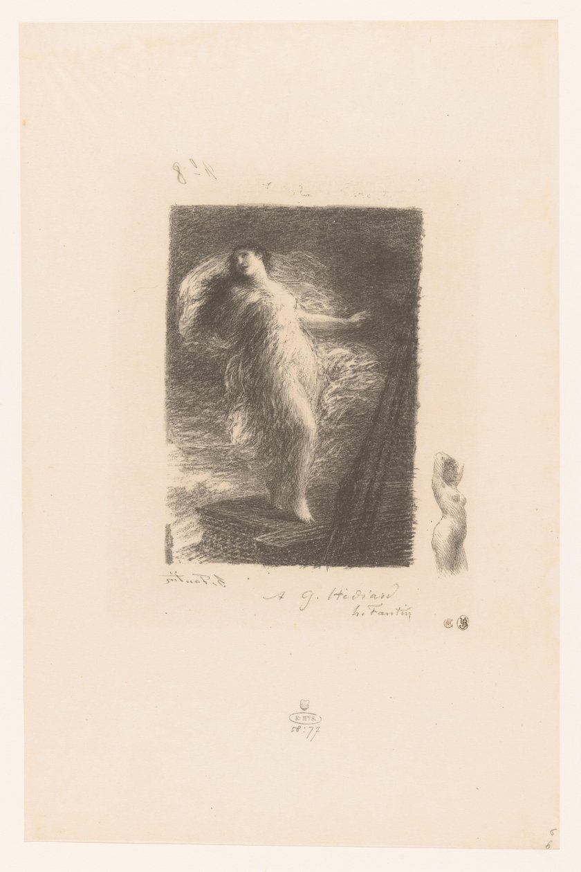 Junge Frau aus Tarent fällt vom Bug eines Schiffes von Ignace Henri Jean Fantin Latour