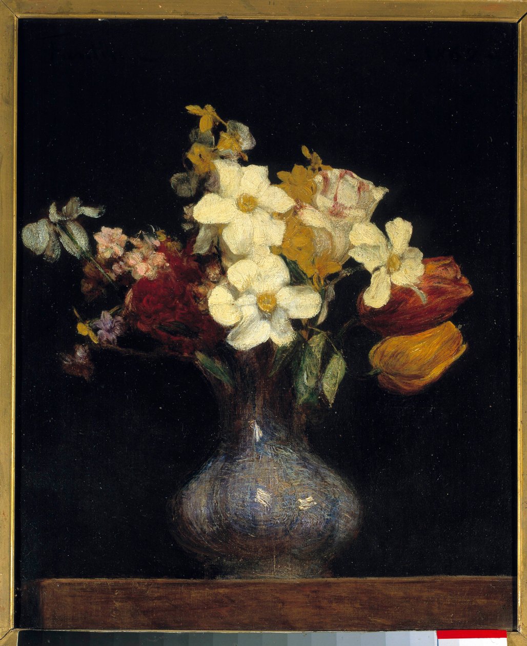 Narzissen und Tulpen. Gemälde von Henri Fantin Latour von Ignace Henri Jean Fantin Latour