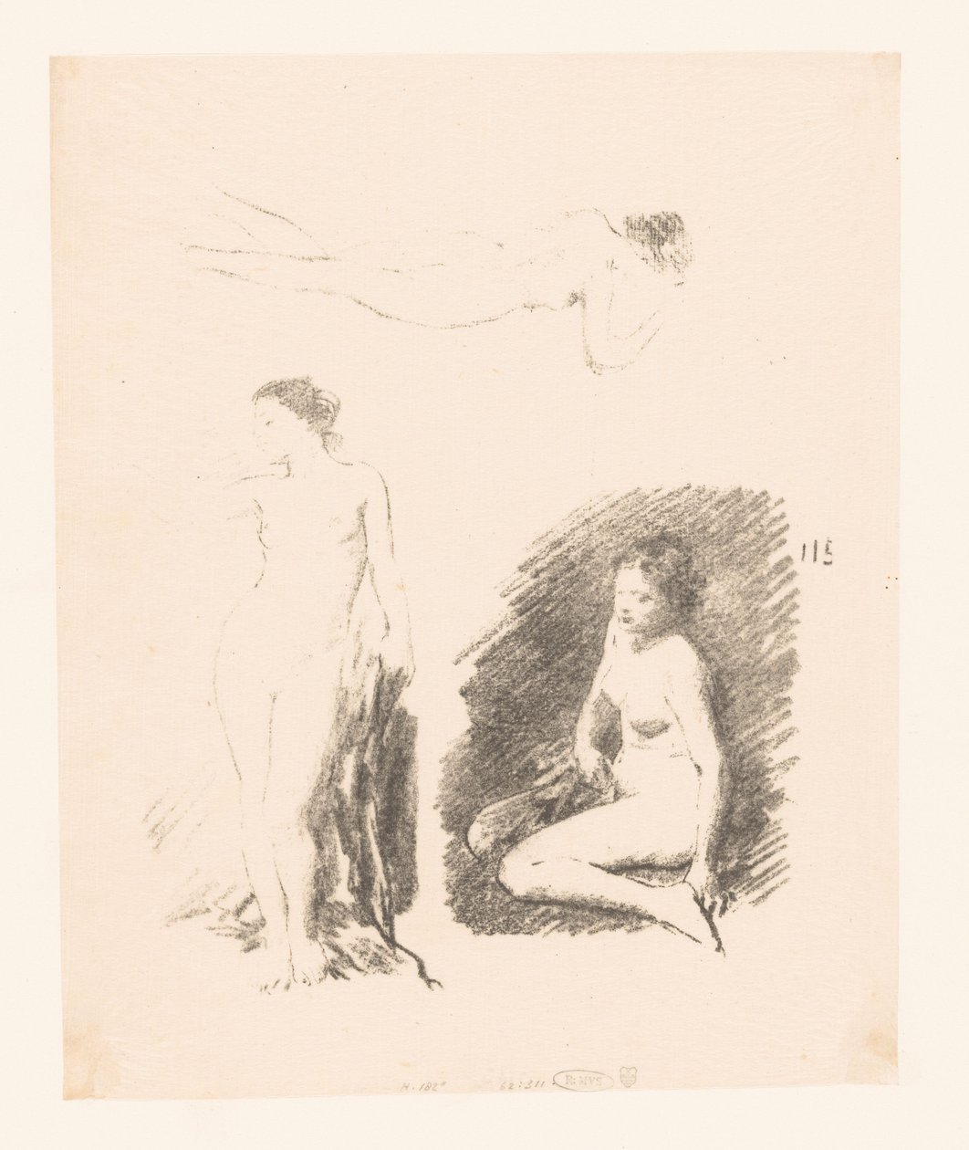 Studienblatt mit drei nackten Frauen von Ignace Henri Jean Fantin Latour