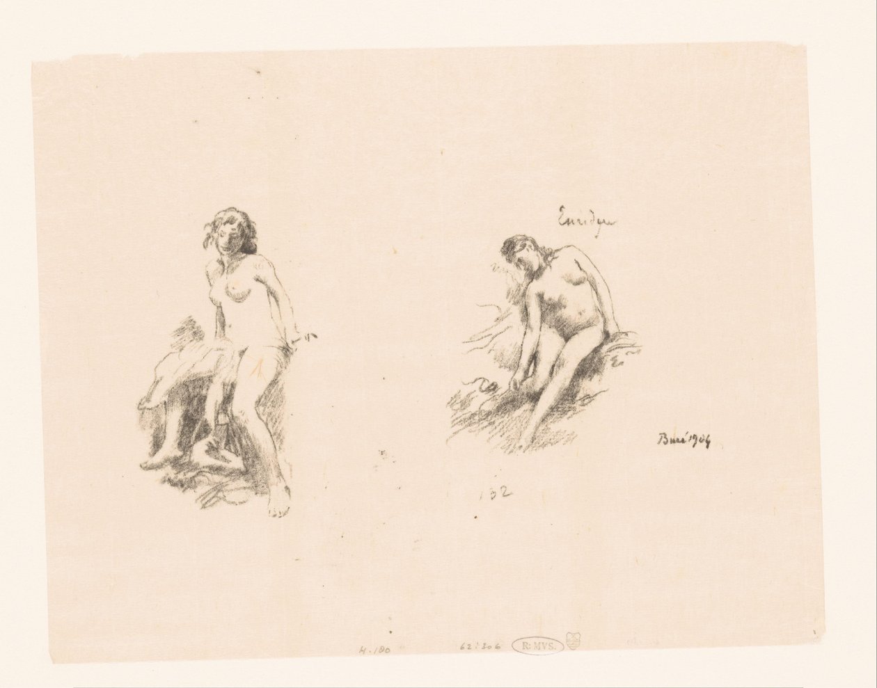 Studienblatt mit zwei nackten Frauen von Ignace Henri Jean Fantin Latour