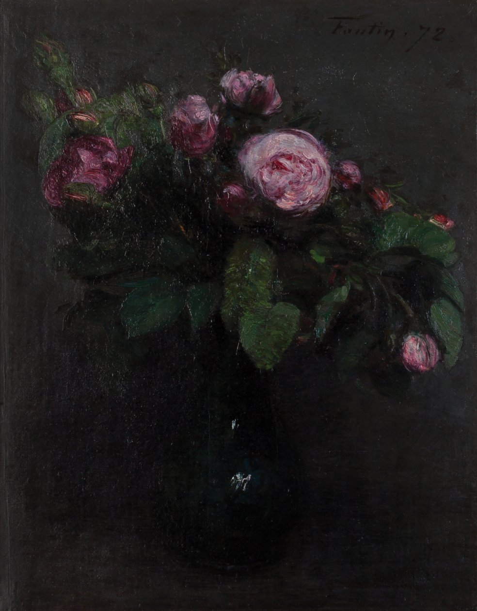 Vase mit Rosen 1872 (Öl auf Leinwand) von Henri Fantin Latour