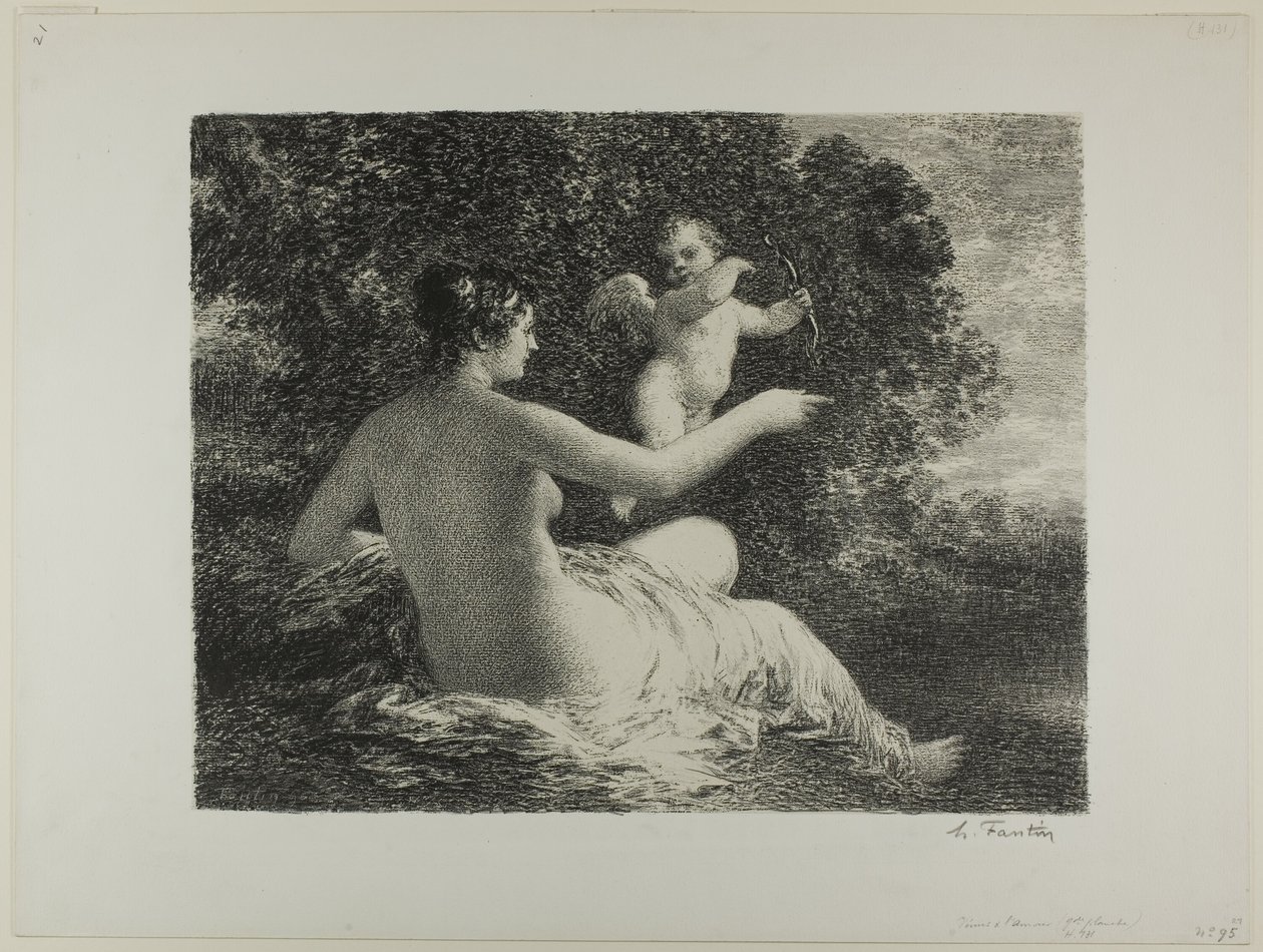 Venus und Amor, große Platte von Ignace Henri Jean Fantin Latour