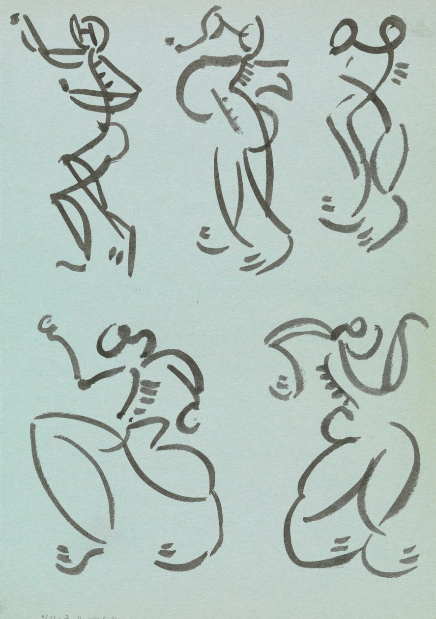 Fünf Studien von tanzenden Figuren von Henri Gaudier Brzeska