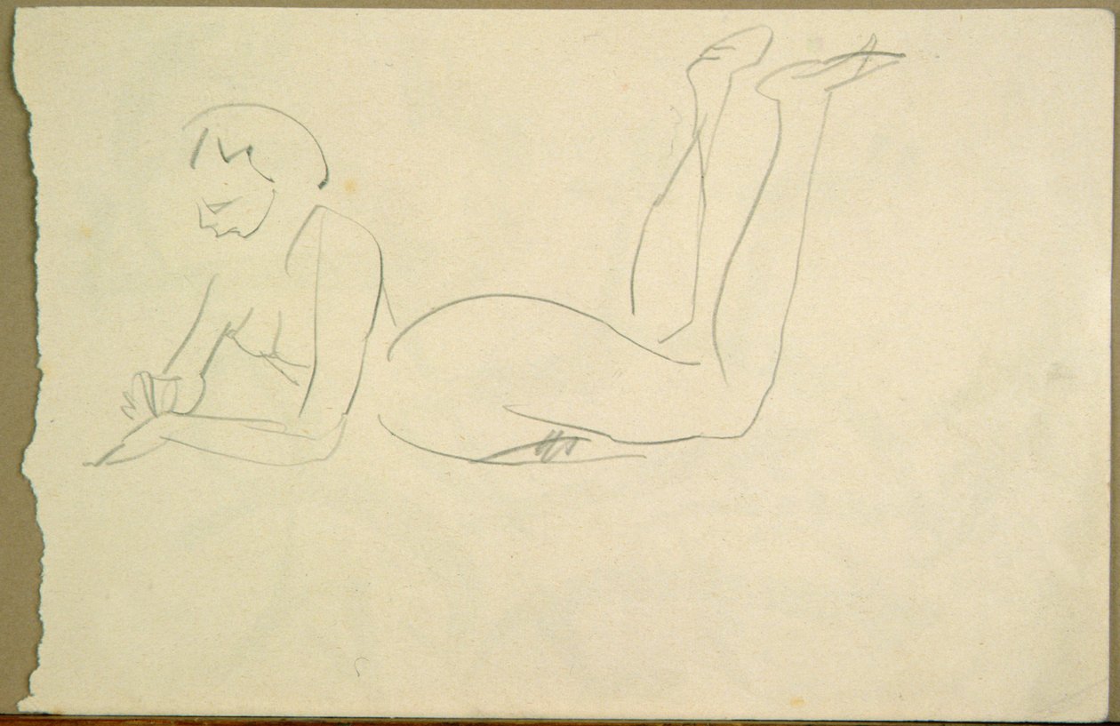 Nacktes Mädchen, das auf dem Boden liegt von Henri Gaudier Brzeska