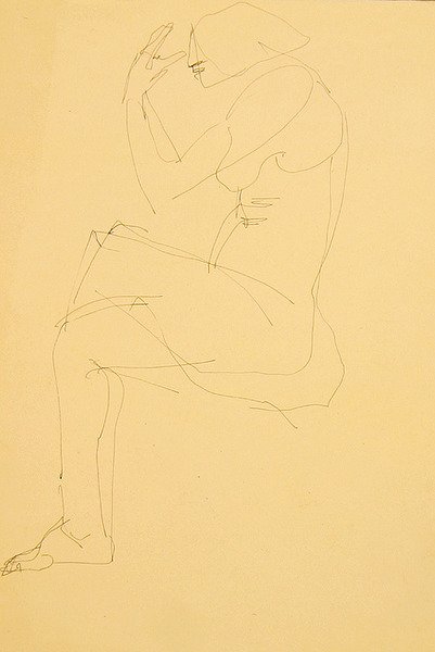 Sophie nackt, sitzend, Beine gekreuzt von Henri Gaudier Brzeska