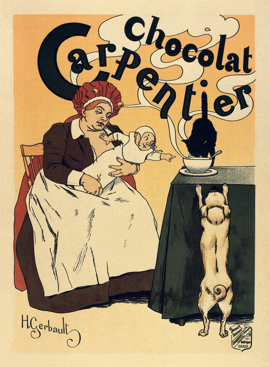 Werbung für das Schokoladengetränk Carpentier, ca. 1900 von Henri Gerbault