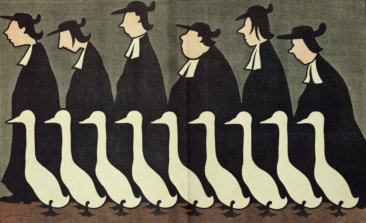 Die Gänse, antiklerikale Karikatur aus 