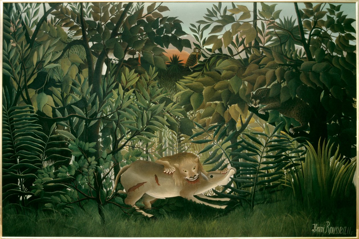 Hungriger Löwe. Gemälde von Henri Rousseau (20. Jahrhundert) Basel, Kunstmuseum von Henri J.F. Rousseau