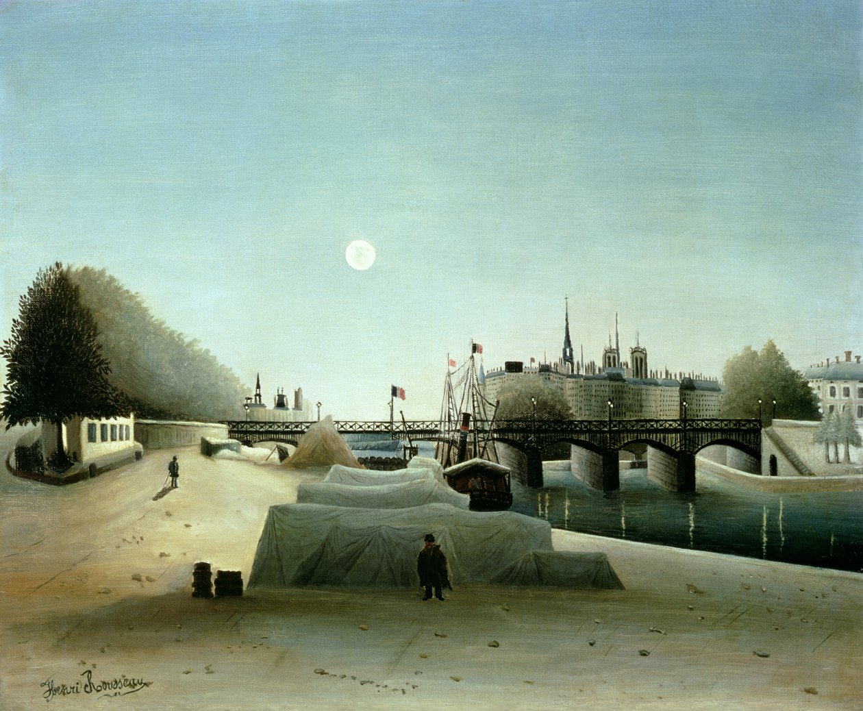 Blick auf die Île Saint-Louis vom Port Saint-Nicolas, Abend, ca. 1888 von Henri J.F. Rousseau