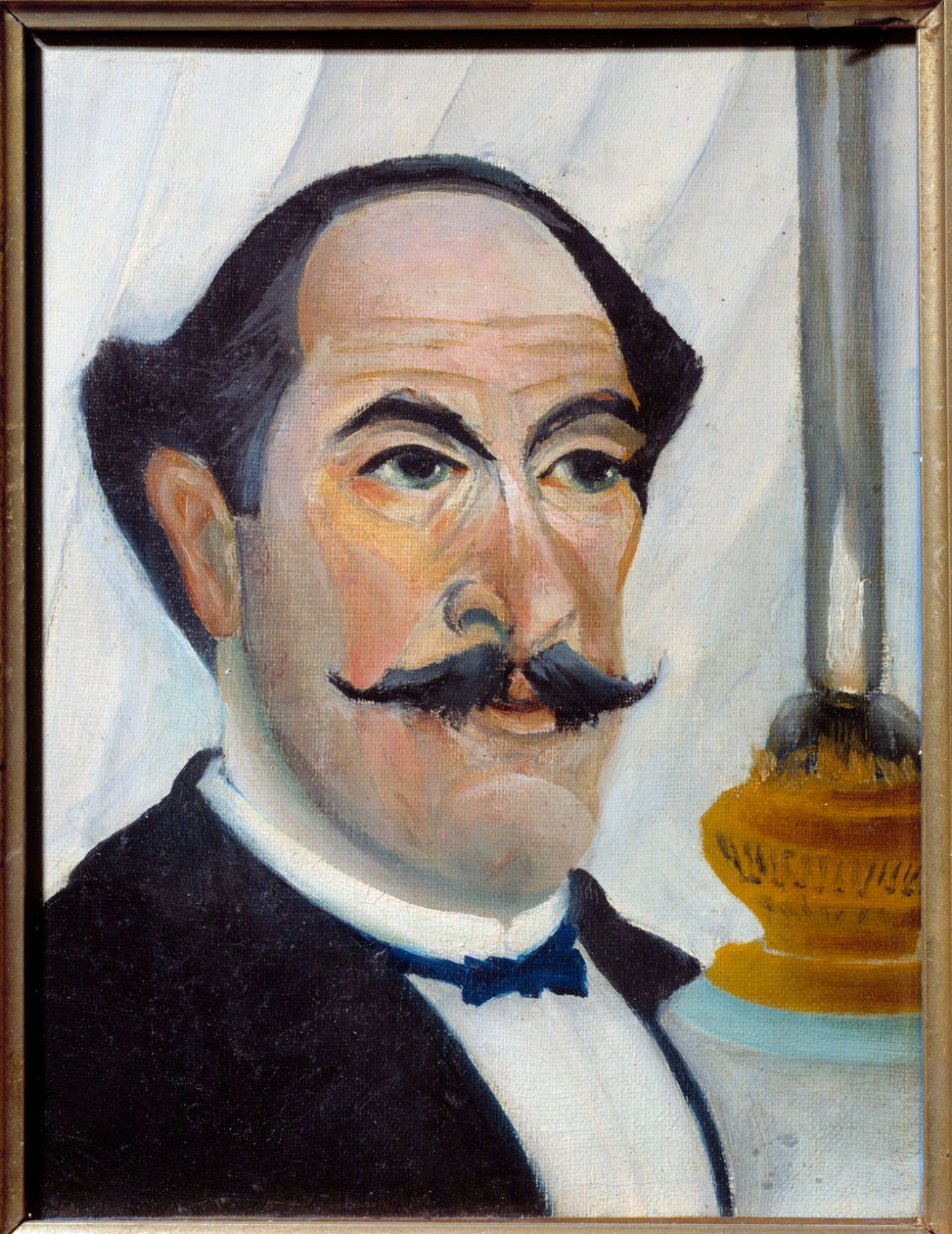 Selbstporträt mit Lampe Gemälde von Henri Rousseau dit Le Douanier Rousseau von Henri J.F. Rousseau