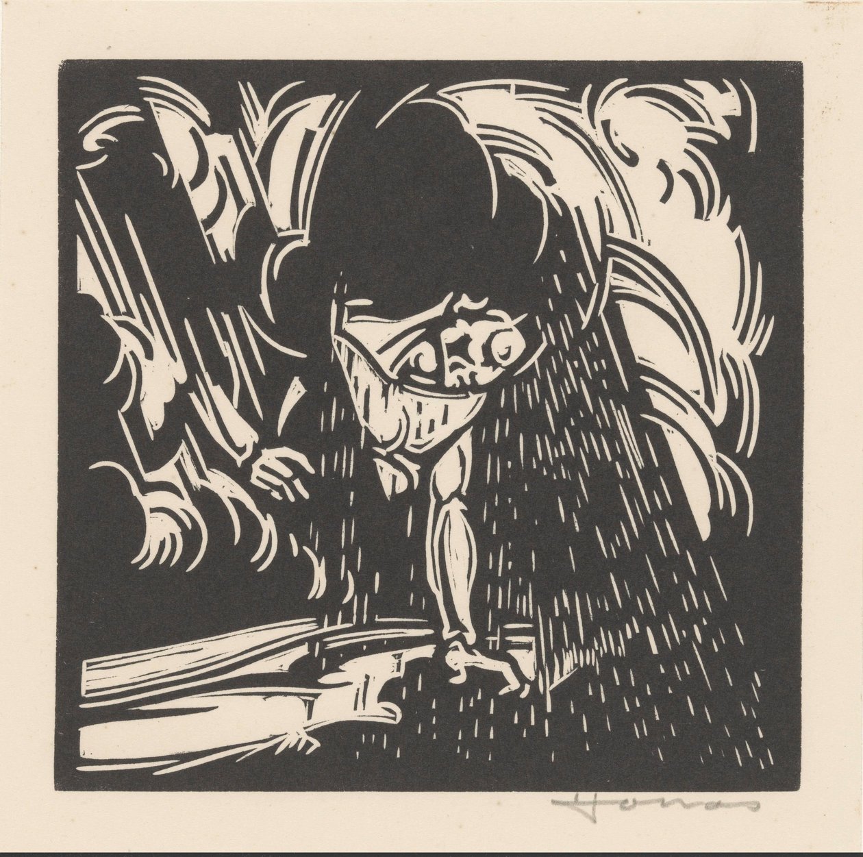 Personifikation des Regens über einer Landschaft von Henri Jonas (signed by artist)