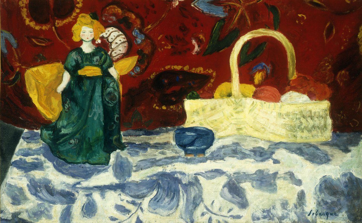 Stillleben mit einer Puppe und Früchten von Henri Lebasque