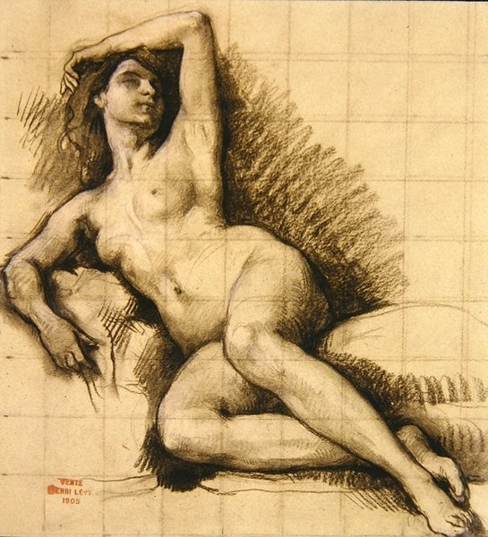 Studie - Liegender weiblicher Akt von Henri Leopold Levy