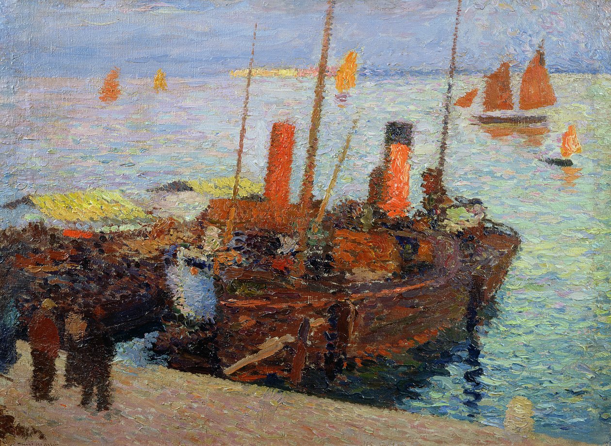 Boote in der Bucht von St. Malo, ca. 1910 von Henri Martin