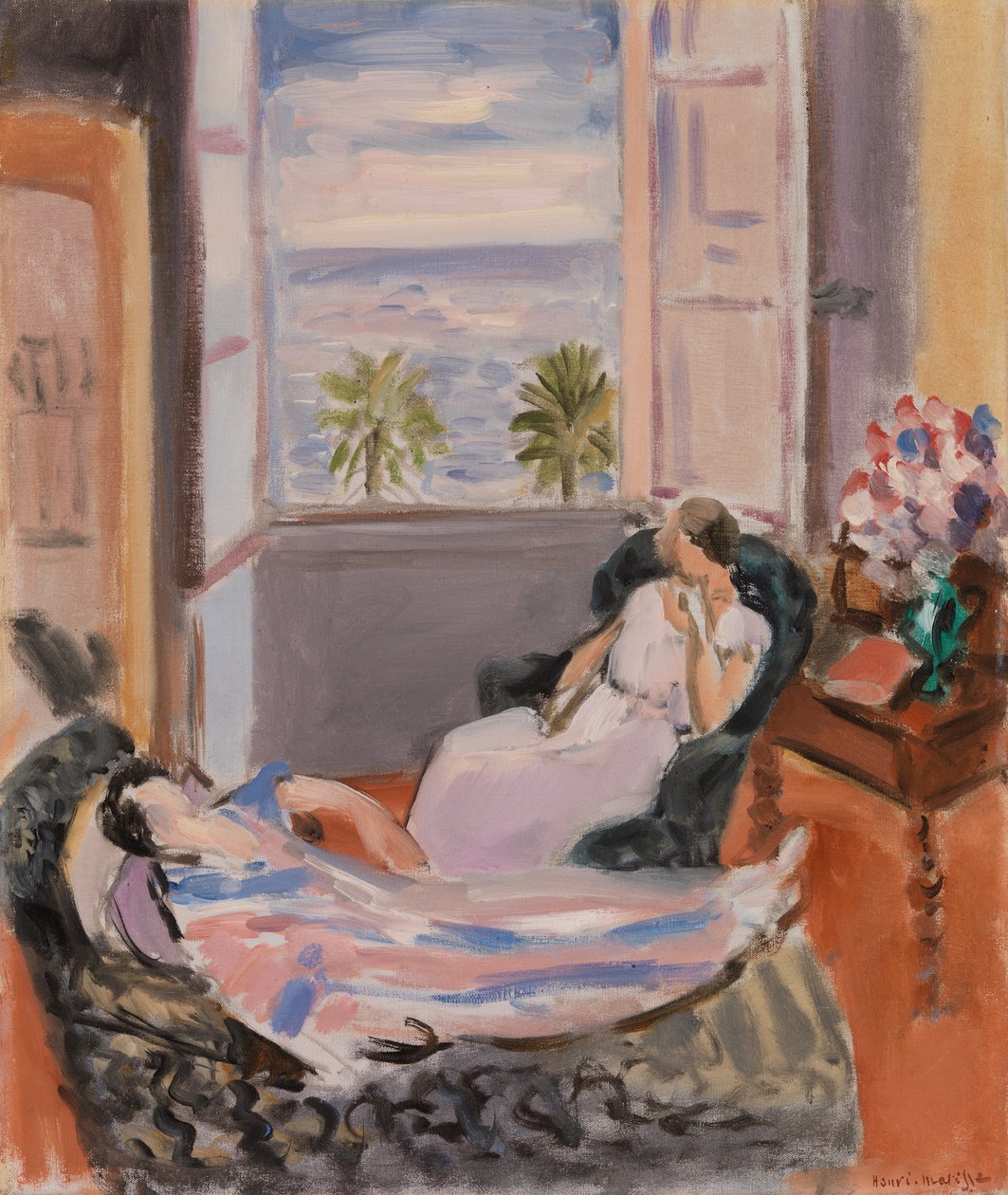 Innenraum mit zwei Figuren, offenes Fenster (Intérieur avec deux figures, fenêtre ouverte) von Henri Matisse